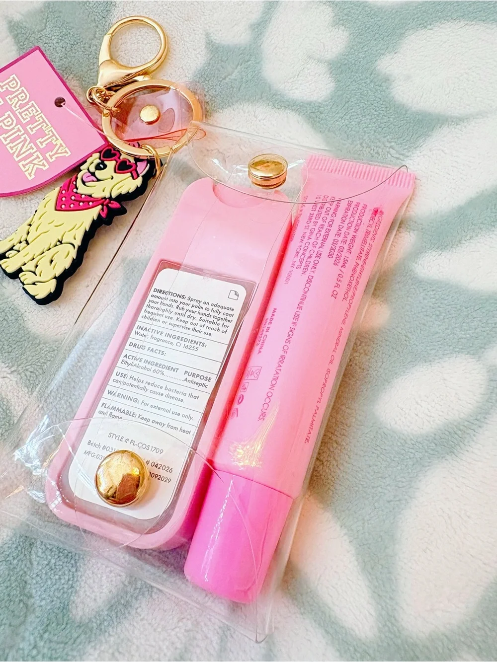 Pretty in Pink Watermelon Sanitizer & Lip Mask Set With Cute Dog Charm 🍉🐶